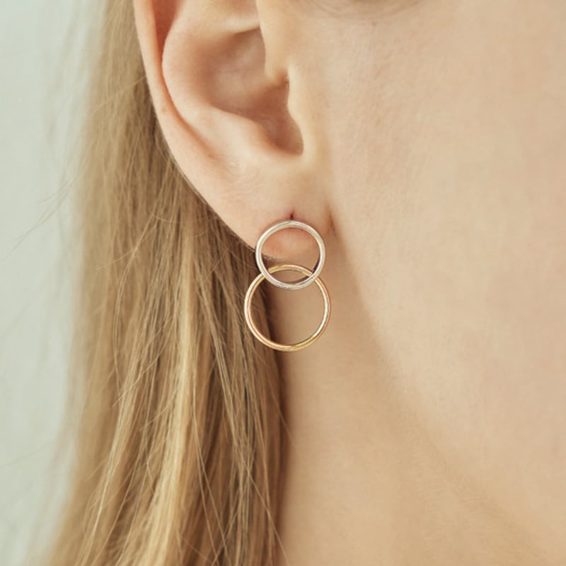 ELLE Jewelry Urban 14K GF Double Ring Combination Earrings ELGPEE457