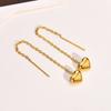 Heart Threader Earrings for Women, Stainless Steel Long Chain Drop Earrings, Love Shape Threader