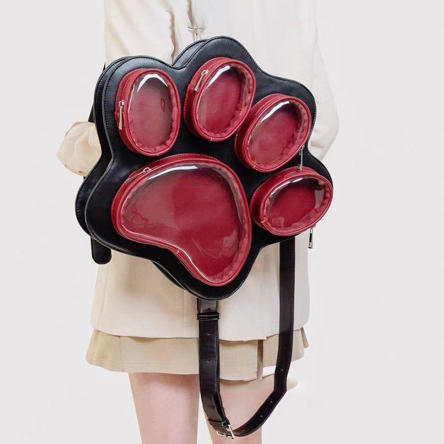 Sweet Cute Cat Paw Ita Bag Ladies Multi Layer Large Capacity Backpack Women Fashion Color Black Shoulder Bags Mochilas Mujer Y2K