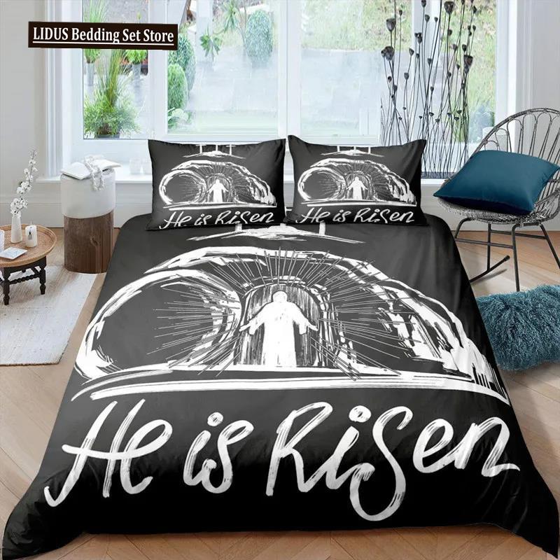 3D Jesus Duvet Cover Set Christian Sacred Jesus Polyester Bedding Set Cross Comforter Cover Suitable For Christian Jesus King