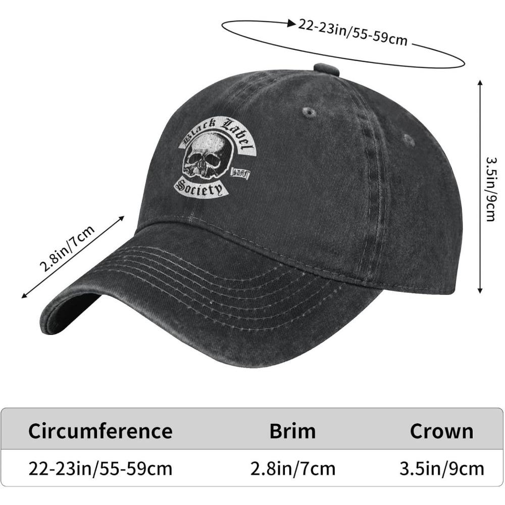 Black Music Label Music Society Baseball Cap Vintage Washed Denim Cap Unisex Casual Outdoor Sport Hat Black