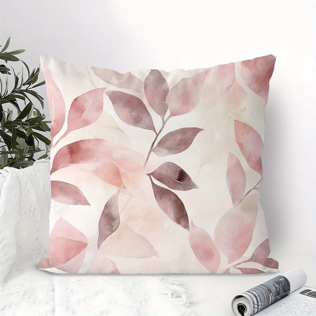 Tropical geometric watercolor floral pattern throw pillowcase, machine washable, suitable for sofas, beds, and other home décor.
