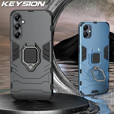 KEYSION Shockproof Armor Case for Samsung A05S A15 A05 Soft Silicone+PC Metal Ring Stand Phone Back Cover for Galaxy A15 A05S 4G
