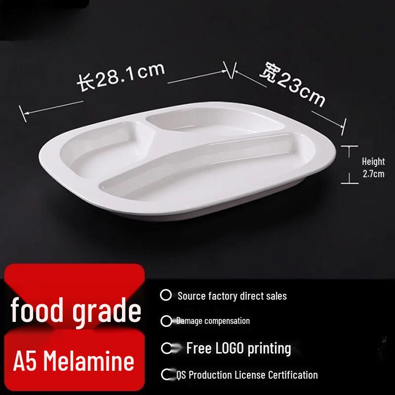 Rectangular Multi-Compartment Melamine Dinner Plates