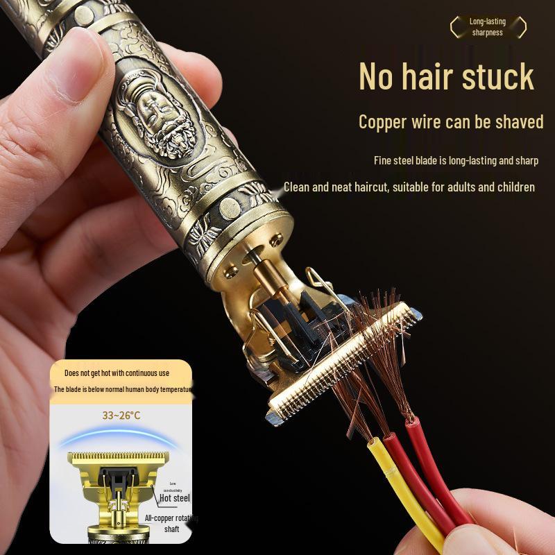Electric Hair Clipper with Buddha Dragon Design - Retro Style Trimmer and Shaver