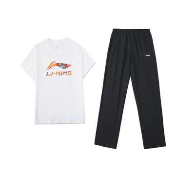 Cotton Short Sleeve Quick Dry T-Shirt And Straight Leg Comfortable Long Pants Casual Sports Suit Men Sets AHSU837-2+AYKU703-1