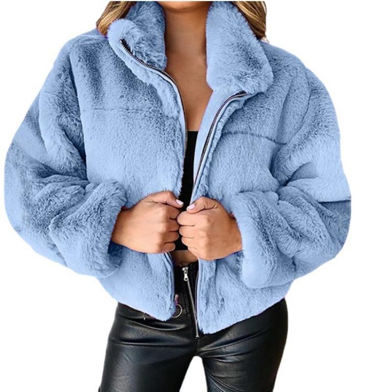Women S Faux Fur Zip Up Warm Plush Winter Coat