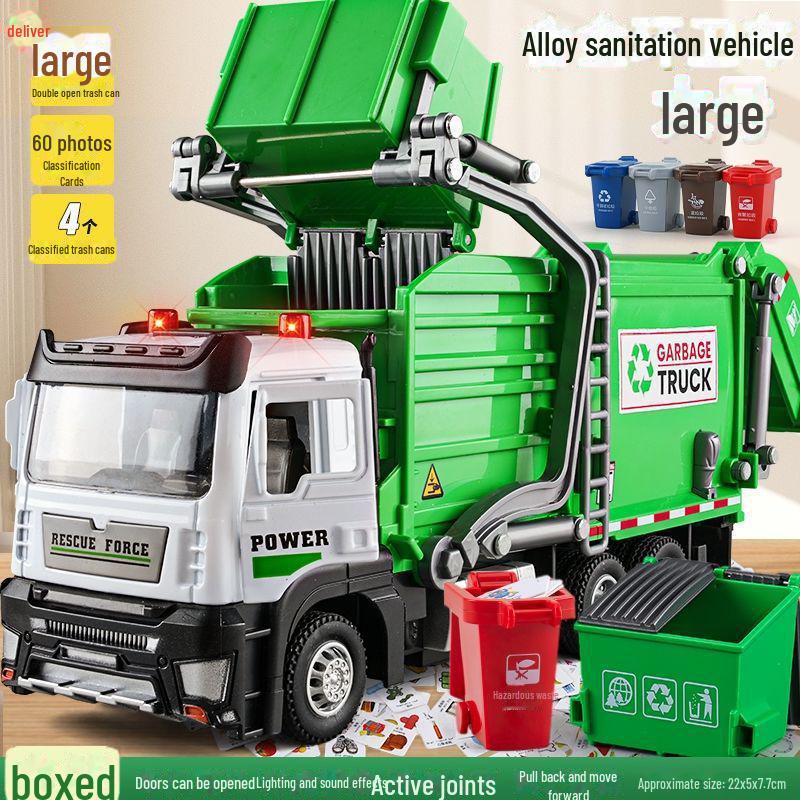 

Большая игрушечная машина для уборки мусора из сплава с ведрами для сортировки мусора - идеальный подарок на день рождения для мальчиков