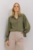 Women's Shirt New Season Fashion Green Sleeves Flounce Viscose Woven Shirt
