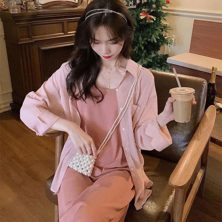 

Double Strap Camisole Dress with Sun Protection Outer Layer - Versatile, Stylish Two-Piece Summer Set S