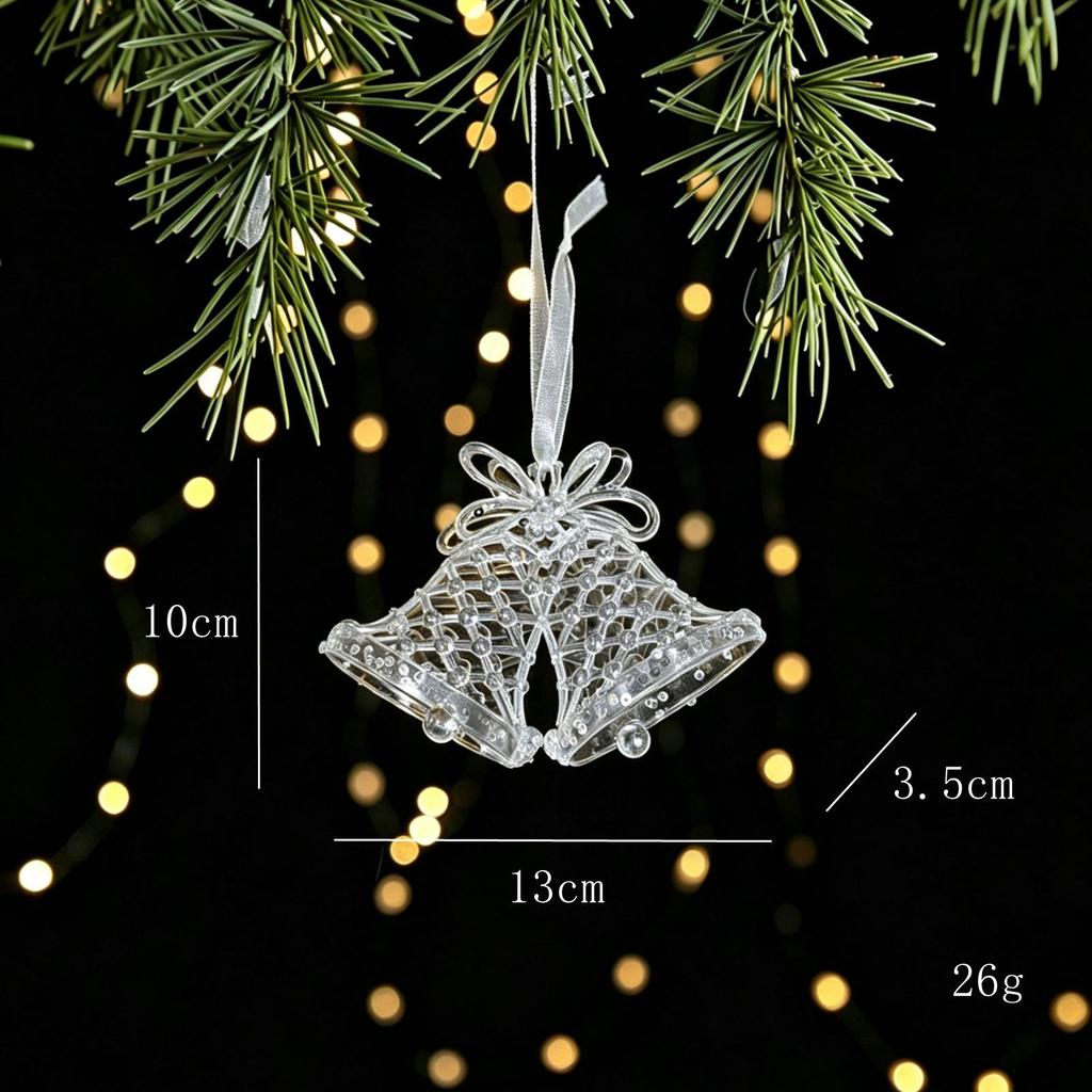 White Irregular Pendant Sequin Snowflake Bell - Elegant Christmas Tree Display