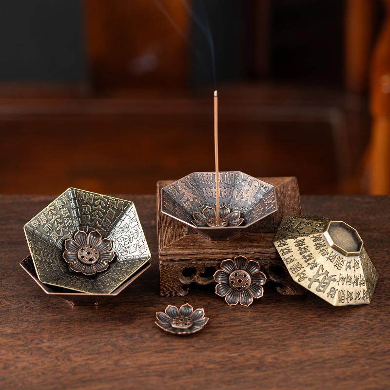 Unique Lotus Shape Alloy Incense Burner Stick Coil Holder Sandalwood Base for Gift Yoga Spa Home Decoration