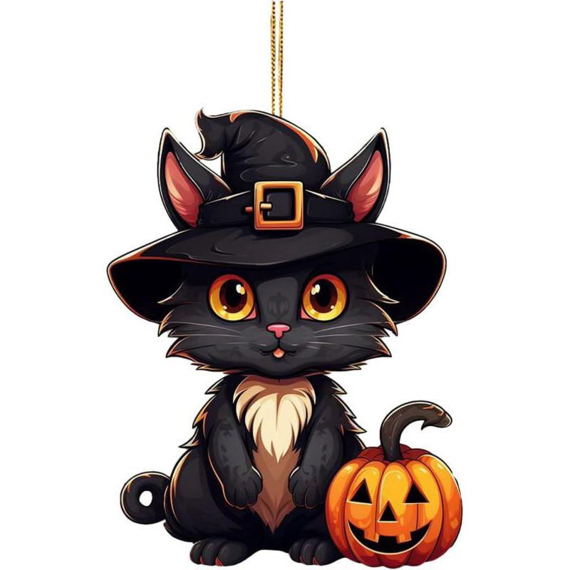 Cartoon Acrylic Colorful Cat Ornament For Holiday Tree And Auto Fun Decoration