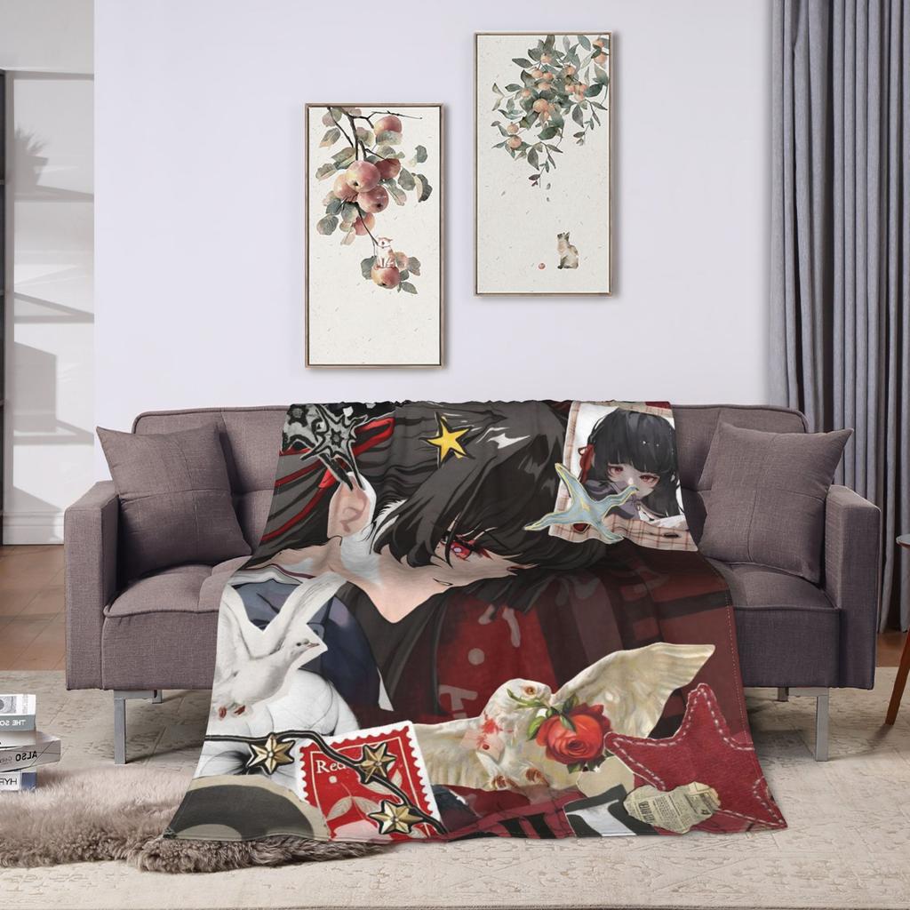 Chisa Wuthering Wave Galbrena Decke Warm Weich Flauschig Plüsch für Couch Sessel Sofa Bett Dekorative Flanell Tagesdecke Bettbezug