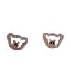 Diamond Hollow Bear Earrings for Women  Korean Style  Simple  Compact and Cute Earrings  New Style Trendy