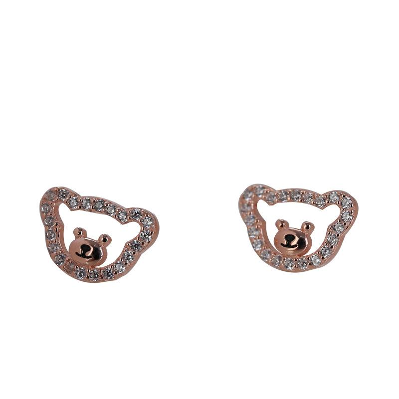 Diamond Hollow Bear Earrings for Women  Korean Style  Simple  Compact and Cute Earrings  New Style Trendy