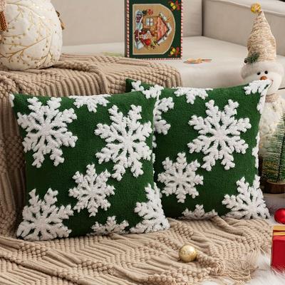 New 45×45cm Christmas Throw Pillow Cover Snowflakes Removable Pillowcase Soft Sofa Cushion Cover Home Decoration