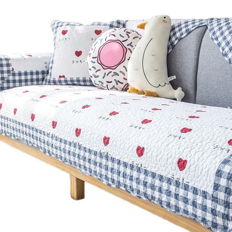 Nordic Simple Sofa Cushion, Universal Non-Slip In All Seasons, Pure Cotton Washed Cotton Fabric, Summer Sofa Cover, Backrest Towel