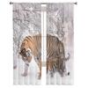 Wilder Tiger, der im Schnee spaziert, Winter-Tüllvorhänge für Wohnzimmer-Dekoration, Chiffon, durchsichtiger Voile-Vorhang für Küche und Schlafzimmer