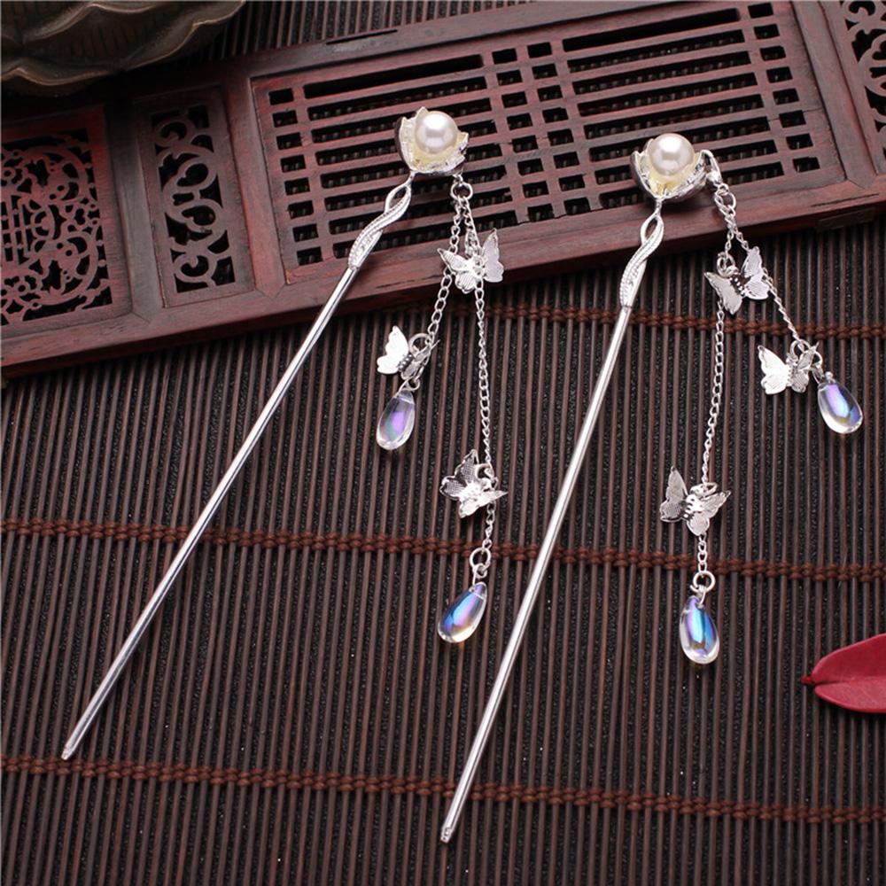 Ancient Style Chinese Classic Plate Hair Fork Hair Accessories Pearl Hair Sticks Tassel Hairpin