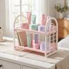 Plastic Double Layer Storage Rack Space Saving Desktop Organizer Shelf Hollow Out Organizer  Office