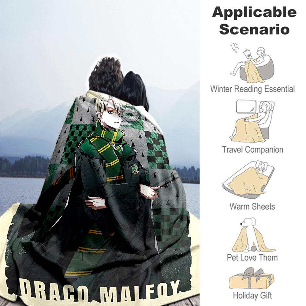 1pc Slytherin House Green Robe Wand Outdoor Flannel Throw Blanket All Season Soft Warmth,Home Decor 1031249