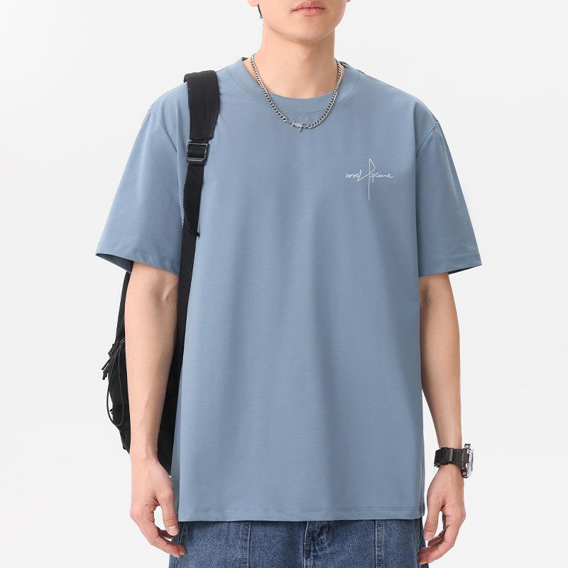 Übergroßes Herren Kurzarm T-Shirt 100% Baumwolle Mann Streetwear Tee 12 Farben