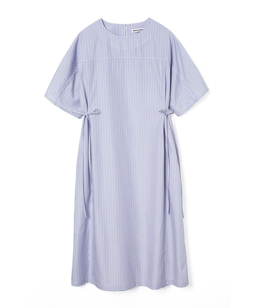BETWEEN A AND B Waist Ribbon Stripe Long Dress [Blue]