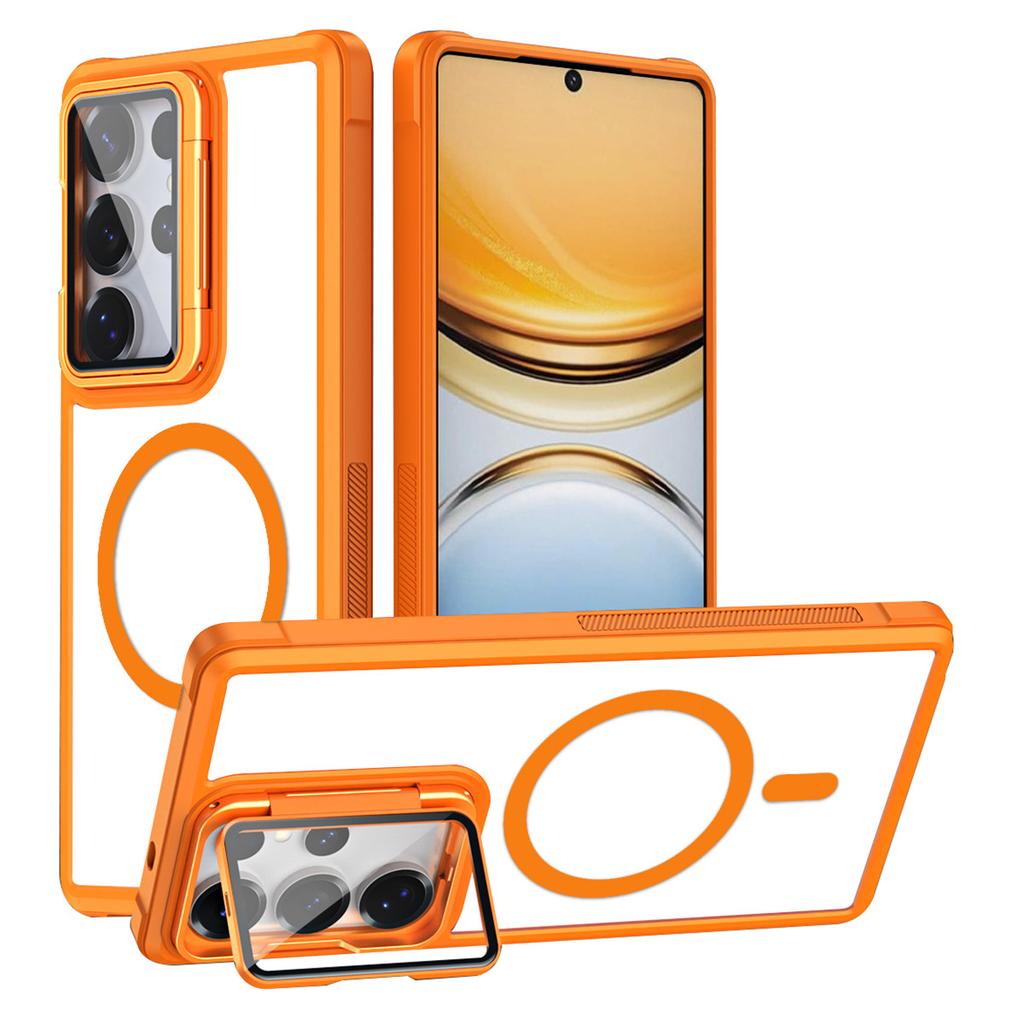 For Samsung Galaxy S26 Ultra Magnetic Case Clear Back Cover with Lens Cover Kickstand