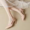 Women Sandals Baotou High Heeled Sandals Women's High Heels Spring Summer Thin Heel Professional Pointed Back Empty Single Shoes