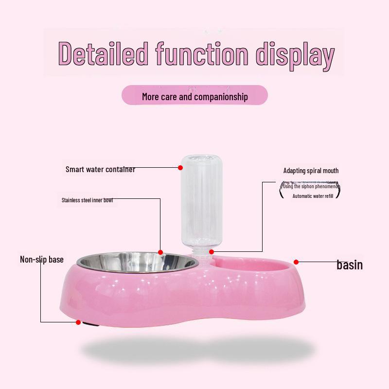 Automatic Double Bowl Pet Feeder: Dog & Cat Food and Water Bowl