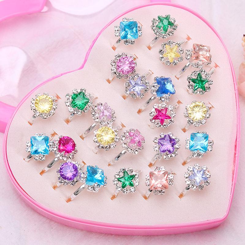 Kids' Faux Diamond Crystal Cartoon Gem Ring Set - Kindergarten Gift