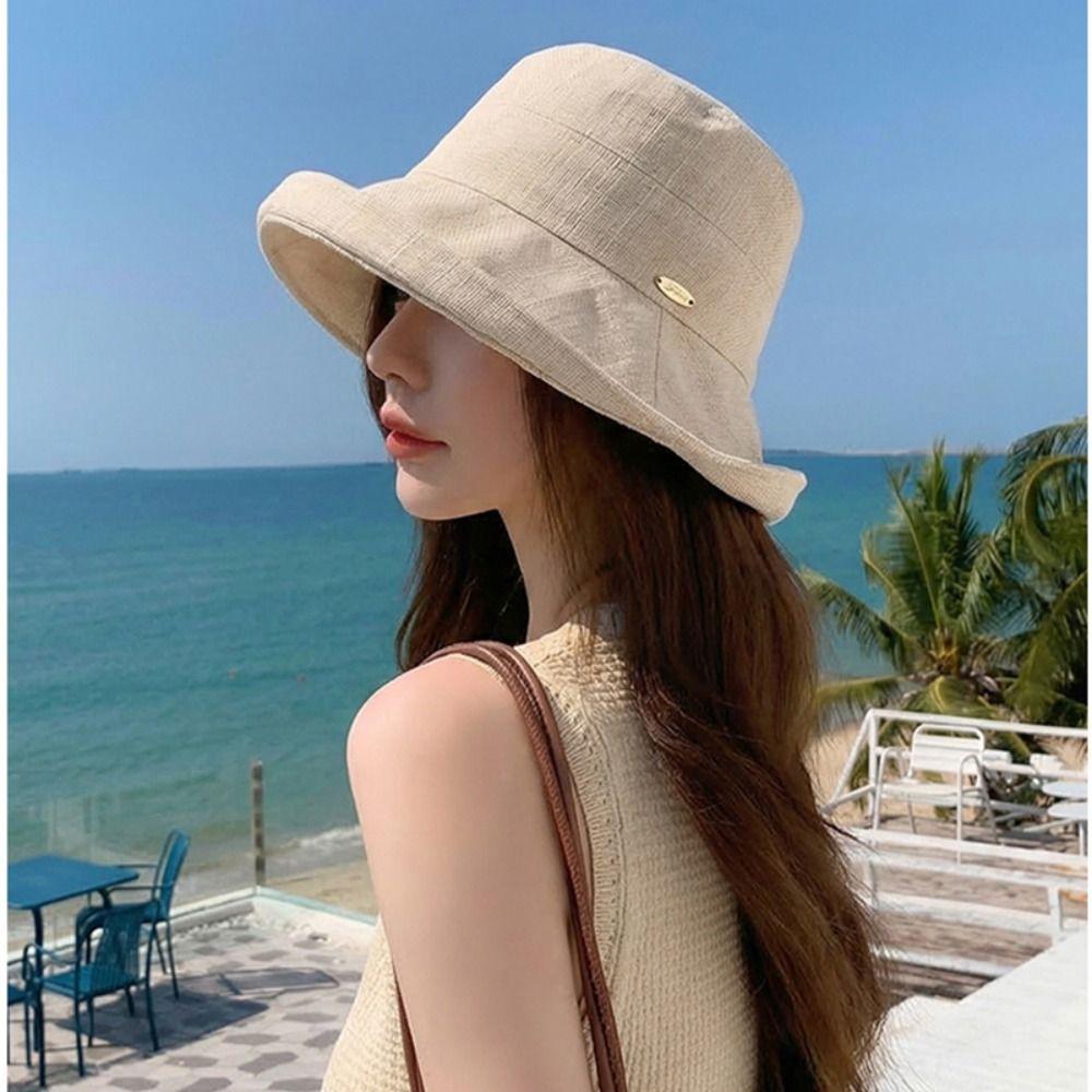 Solid Color Summer Sun Hat Wide Brim Sunshade Hat Fashion Sunscreen Visor Cap  Hiking