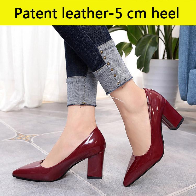 Fashion Aphixta Shoes Women Pointed Toe Pumps Sapato feminino 7.5cm High Square Heels Patent Leather Fashion Work Black Party Shoes