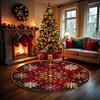 1Pcs Golden Snowflake Christmas  Pattern Round Area Rug Indoor Non-Slip Washable Fiber Carpet Soft Comfortable Mat For Bedroom Living Room