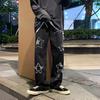 Men Denim Pants Five-pointed Star Pattern Embroidery Loose Wide Leg Streetwear Solid