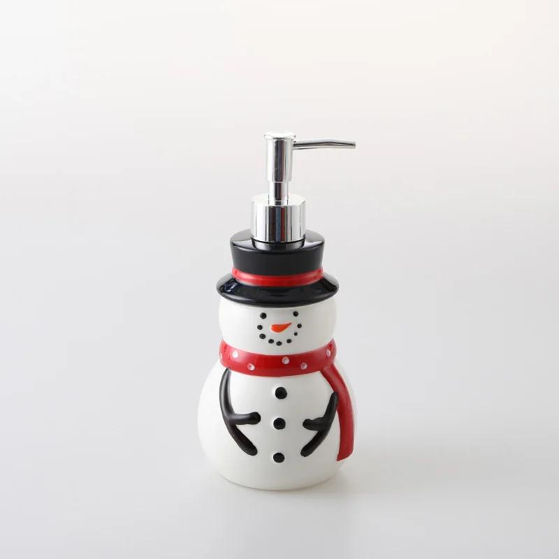 Ceramic lotion bottle Christmas hand lotion creative 3D hand-painted press bottle shampoo shower gel bottle bathroom accessories