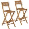 Day and Night - Day and Night Folding Garden Bar Stools 2 Pcs Solid Teak Wood