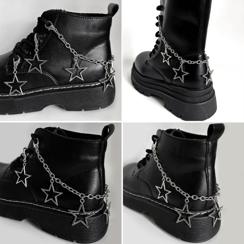 Stylish Shoe Chain Unique Hollow Star Pendant Martins Boots Chains Canvas Shoes Buckles for Casual and Formal Occasions