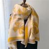 New thickened printed scarf, a women's imitation cashmere flower scarf in autumn and winter