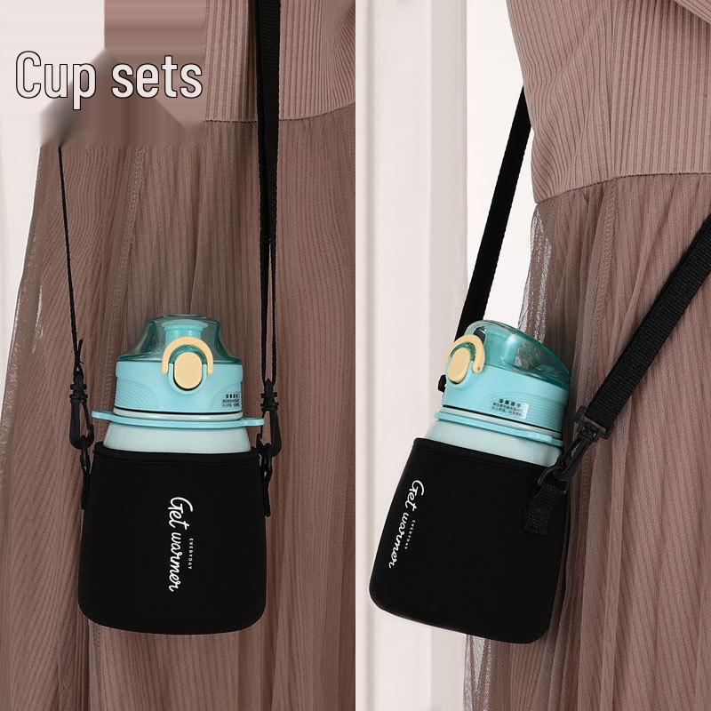 Creative Large Capacity Insulated Cup Sleeve with Wide Crossbody Strap for Kids