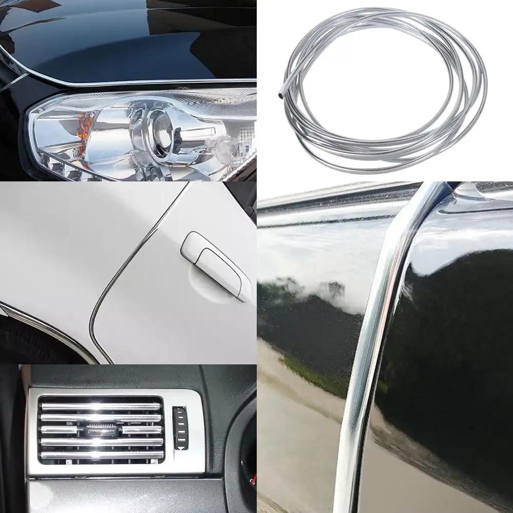 3m/4m/5m/6m Car Door Edge Scratch Air Conditioning Automotive Output Decoration Strip Grid Moulding Trim Protector Chrome UStyle