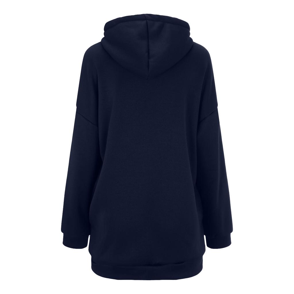 Lässige, einfarbige Pullover-Kapuzenjacke für Damen