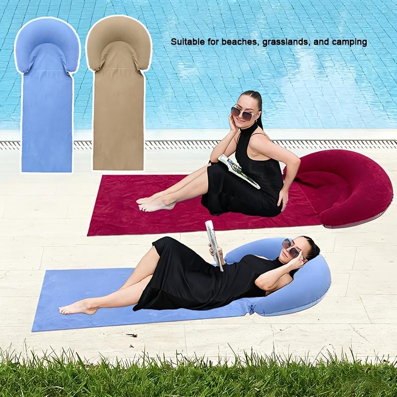 1Pc Beach Mat With Inflatable Headrest Outdoor Mat Anti-Sand Suitable For Outdoor Camping And Picnics Single Person Sleeping Mat Foldable Portable