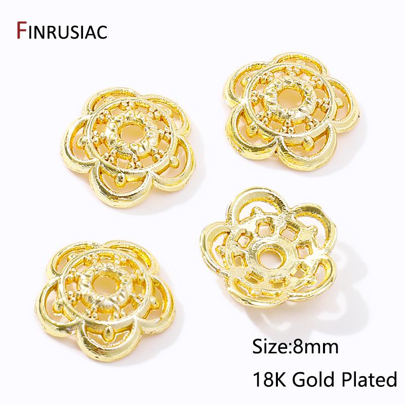 Wholesale Trendy Hollow Flower Beads End Caps,14K/18K Gold Plated Brass Bead Caps For DIY Bracelet Necklace Making Accessories