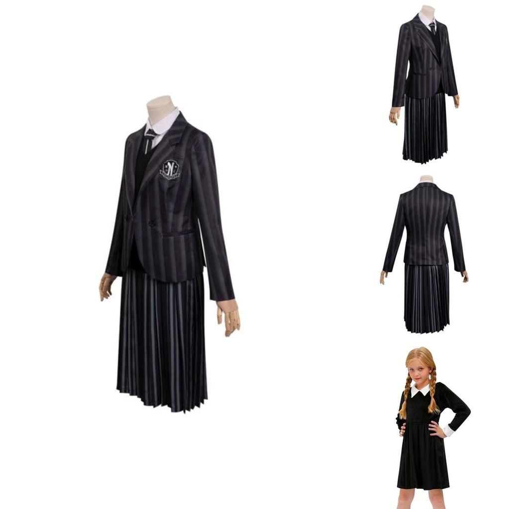 Wednesday Addams School Uniform Dress 100-110/120-130/140-150cm