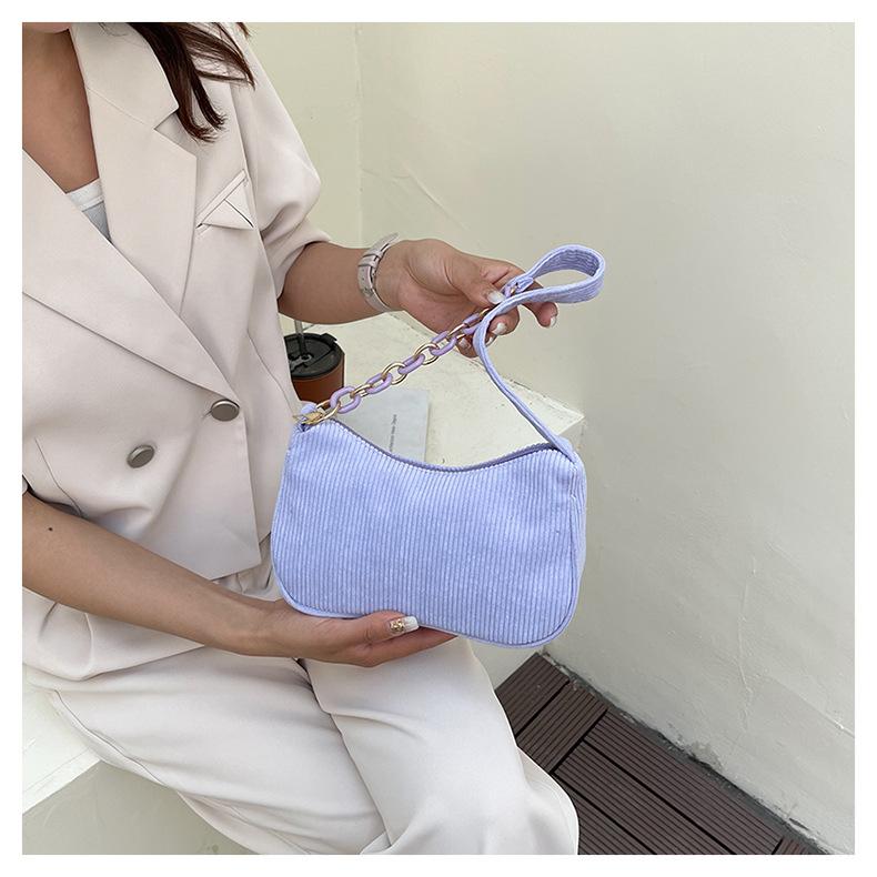 Minimalist Corduroy Crossbody Bag for Women, Single Strap Shoulder Tote, Zipper Closure Mini Square Handbag, Soft Casual Daily Purse