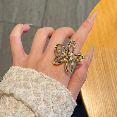 Exaggerated Open Ring Open Adjustable Women Ring Creative Hollow Flower Ring  Special Occasion