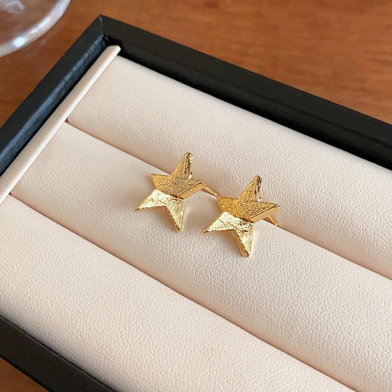 Silver needle exaggerated love stud earrings light luxury high-end earrings niche fashion metal temperament earrings women s wholesale