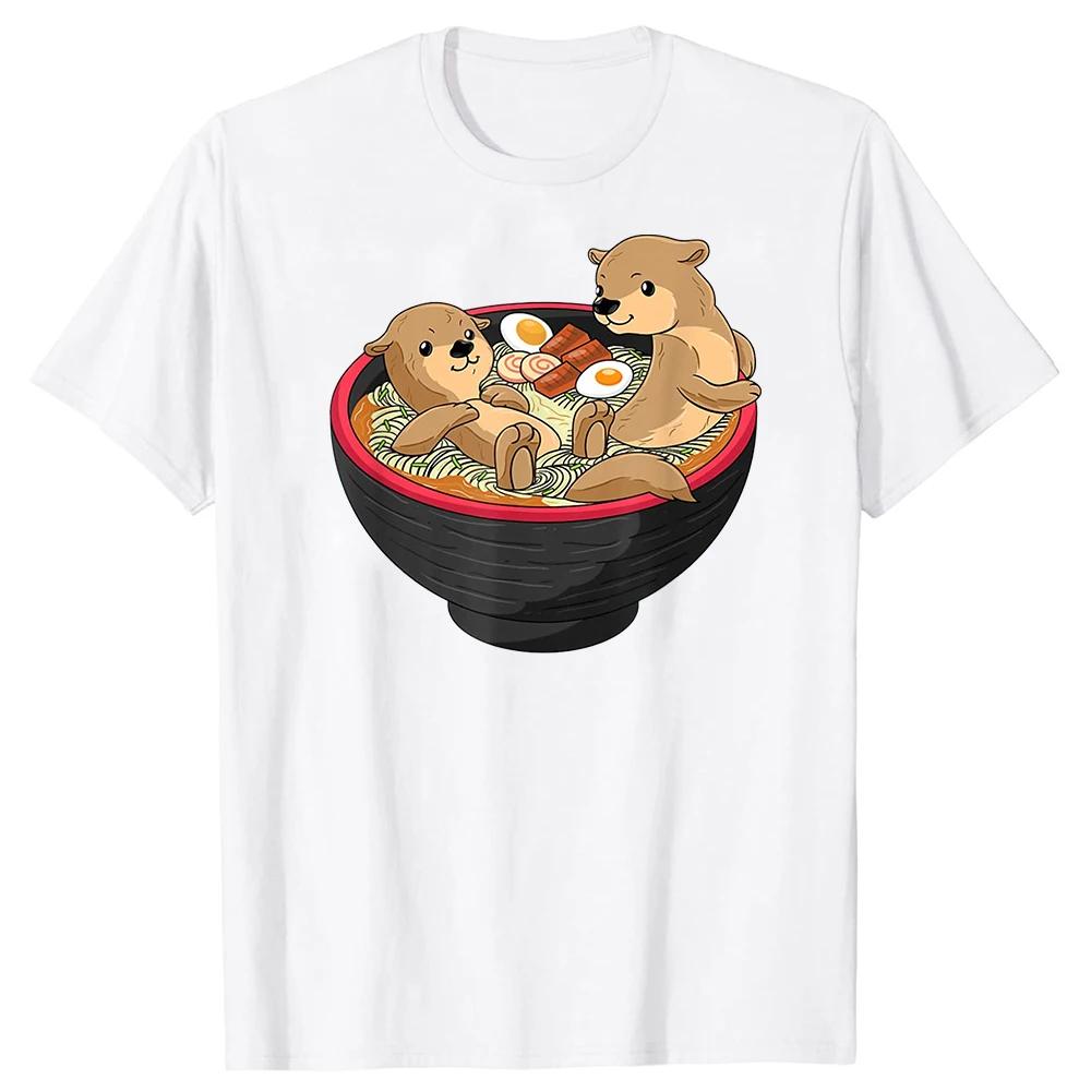 Otter Ramen Noodles Bowl Cute Kawaii Animal T-Shirt
